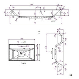 Умывальник Fancy Marble Signe 700 из искусственного камня 70 см мебельный, подвесной или врезной в столешницу