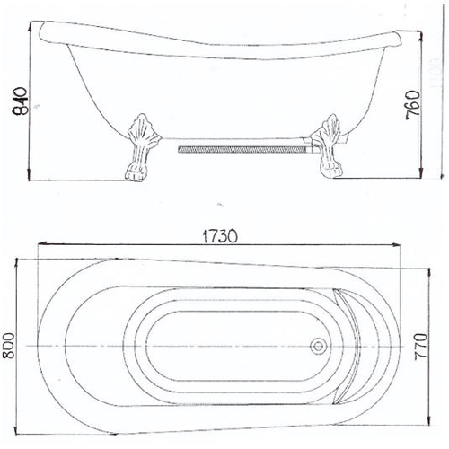 Ванна на лапах Appollo TS-1705B отдельностоящая 173х80 см акриловая