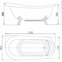 Ванна на лапах Appollo TS-1705B отдельностоящая 173х80 см акриловая