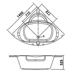 Ванна Appollo TS-970 угловая 140х140 см акриловая