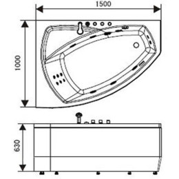 Гидромассажная ванна Appollo AT-9038 акриловая 150х100 правосторонняя
