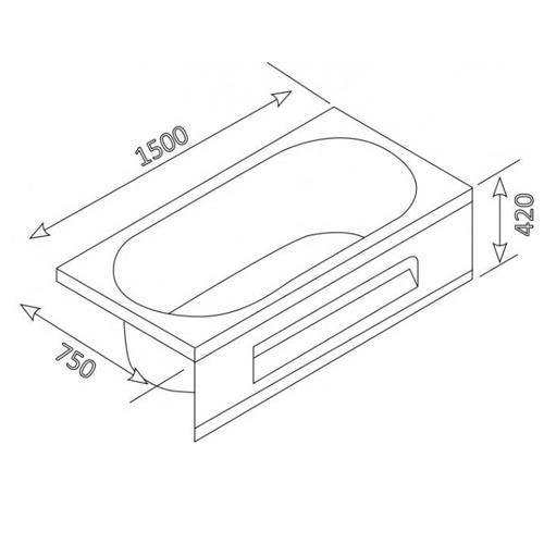 Ванна Appollo TS-1501 прямоугольная 150х75 см акриловая