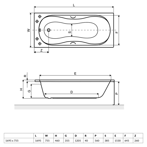 Акрилова прямокутна ванна Excellent Clesis Lux 170х75