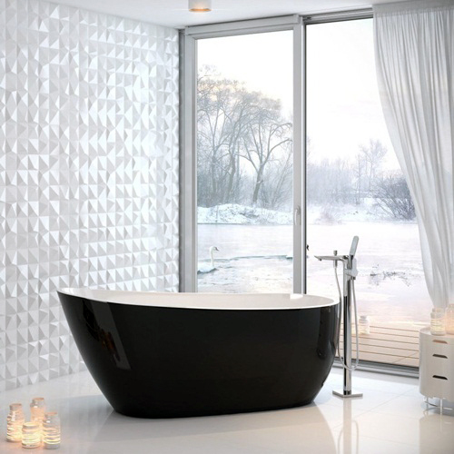 Окремостояча ванна Excellent Comfort, овальна, 175×80 см, суцільнолита, з санітарного акрилу, чорна