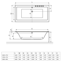 Ванна Excellent Pryzmat Slim акриловая 160х75 прямоугольная