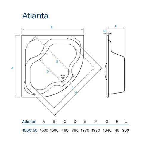 Ванна Koller Pool Atlanta угловая 150х150 акриловая