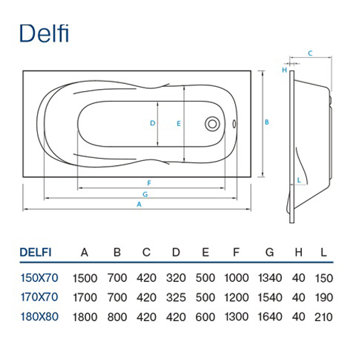 Ванна Koller Pool Delfi акриловая 180х80 прямоугольная