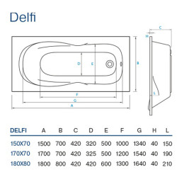 Ванна Koller Pool Delfi акриловая 180х80 прямоугольная