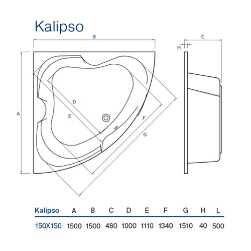 Ванна Koller Pool Kalipso угловая 150х150 акриловая 