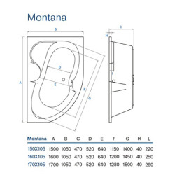 Акрилова ванна Koller Pool Montana 150х105, лівостороння