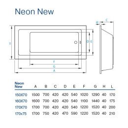 Ванна Koller Pool Neon New акриловая 160х70 прямоугольная