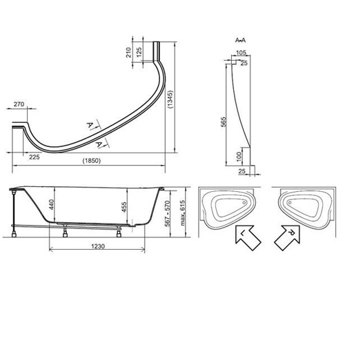 Ванна акриловая Ravak LoveStory (Равак Лавстори) 185х135 левая/правая
