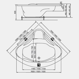Ванна акриловая Ravak Triangle (Равак Триангл) 140х140 угловая