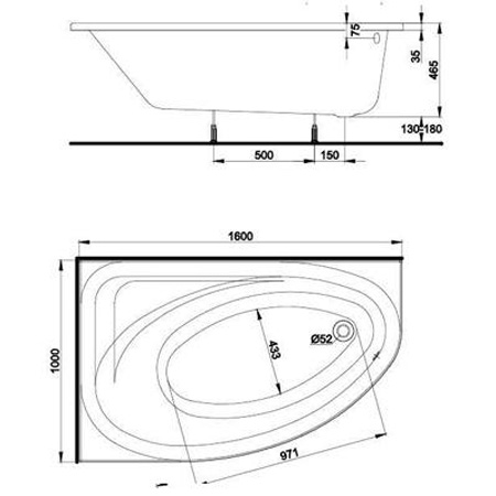 Ванна Коло Спринг (Kolo Spring) акриловая 160х100 левосторонняя